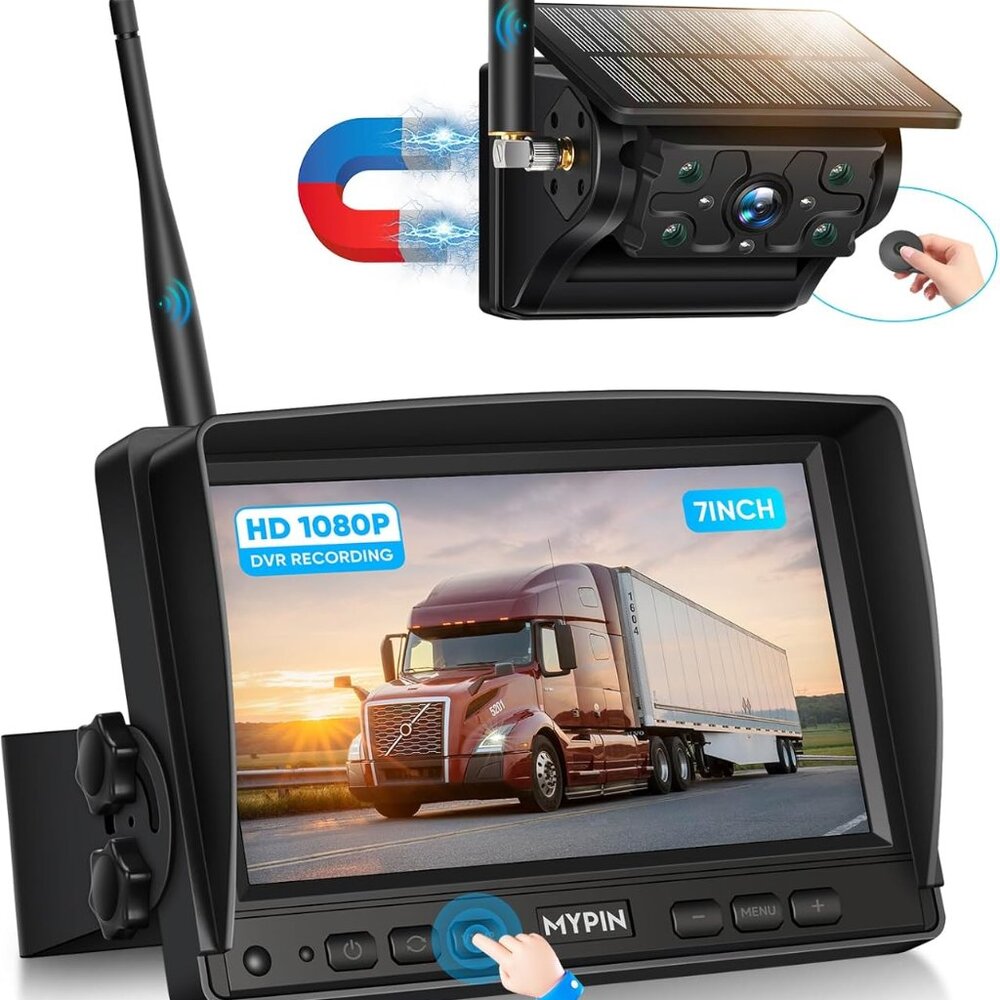 Solar Wireless Magnetic Backup Camera, 9900mAh Battery Powered Rechargeable IP69